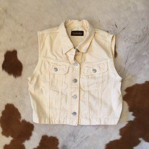 Vintage Cream Colored Denim Vest Size Small